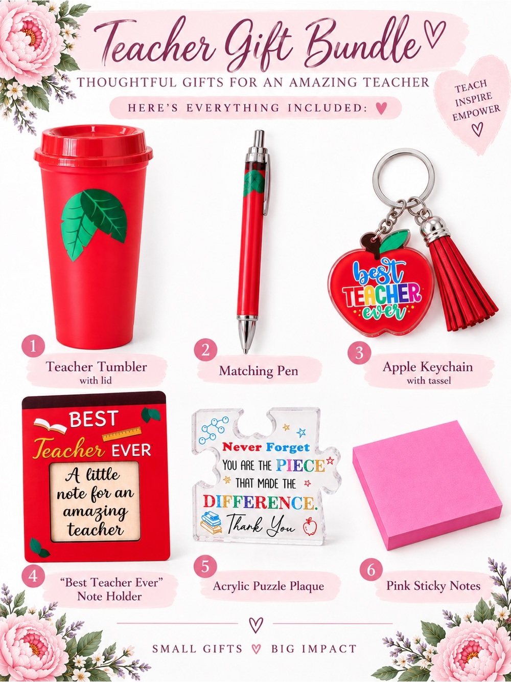 Teacher Appreciation Gift Bundle | Tumbler, Pen, Keychain & More - Picture 5 of 5